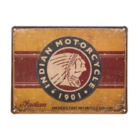 Indian Genuine First Motorcycle Embossed Metal Sign