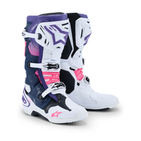 (MX26) Tech 10 Boots | White Violet Navy Blue Fluropink 
