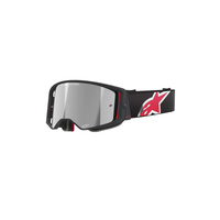 Alpinestars Moto Supertech Corp Goggle | Black Red (1434) | Mirror Silver Lens