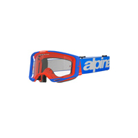 Alpinestars Moto Vision8 Wordmark Goggle | Blue Orange (7301) | Clear Lens