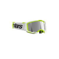 Alpinestars Moto Vision8 Wordmark Goggle | White Fluro Yellow (2501) | Mirror Silver Lens