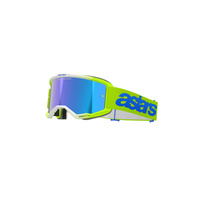 Alpinestars Moto Vision5 Blaze Goggle | Fluro Yellow Blue (5007) | Mirror Blue Lens